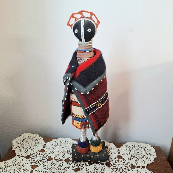 Vintage Handmade Ndebele Ceremonial Doll From South Africa